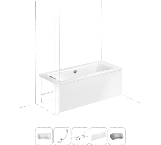 Изображение товара Акриловая ванна Lavinia Boho Evan в наборе 5 в 1: акриловая ванна, каркас, экран, слив-перелив, подголовник 202011619