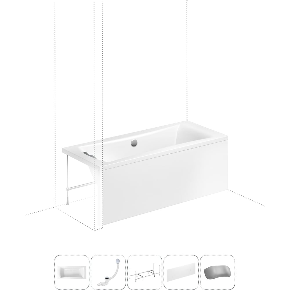 Изображение товара Акриловая ванна Lavinia Boho Evan 5 в 1 комплектация стильная белая