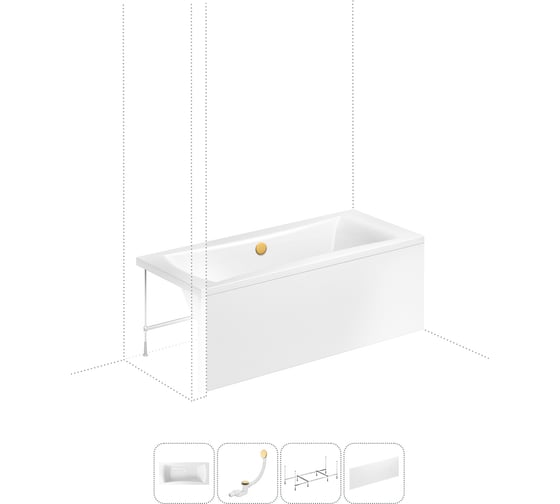 Изображение товара Акриловая ванна Lavinia Boho Evan в наборе 4 в 1: акриловая ванна, каркас, экран, слив-перелив 202011247