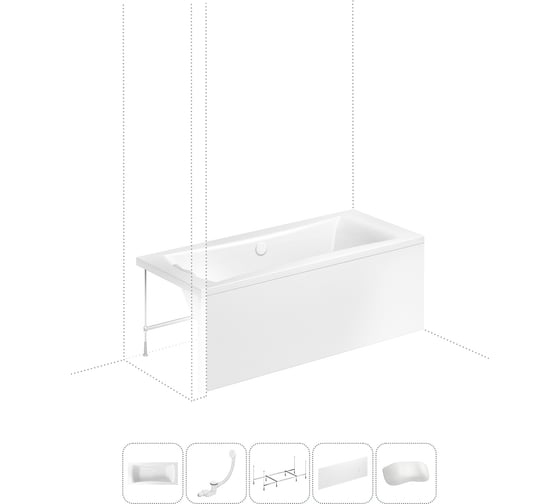 Изображение товара Акриловая ванна Lavinia Boho Evan в наборе 5 в 1: акриловая ванна, каркас, экран, слив-перелив, подголовник 202011667