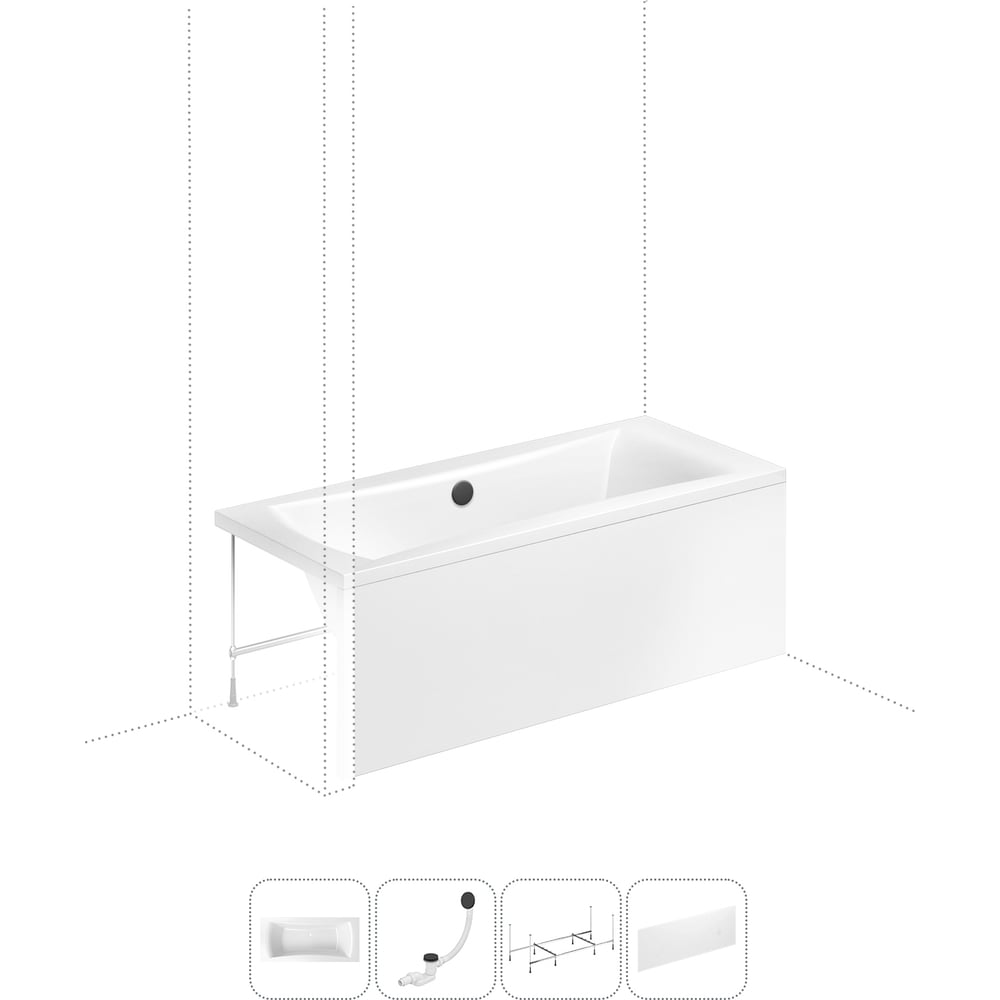 Изображение товара Акриловая ванна Lavinia Boho Evan 4 в 1 каркас экран слив-перелив белая