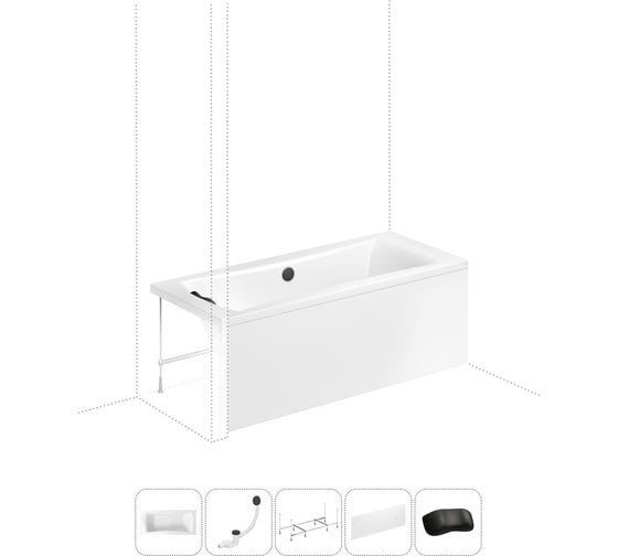 Изображение товара Акриловая ванна Lavinia Boho Evan в наборе 5 в 1: акриловая ванна, каркас, экран, слив-перелив, подголовник 202011713