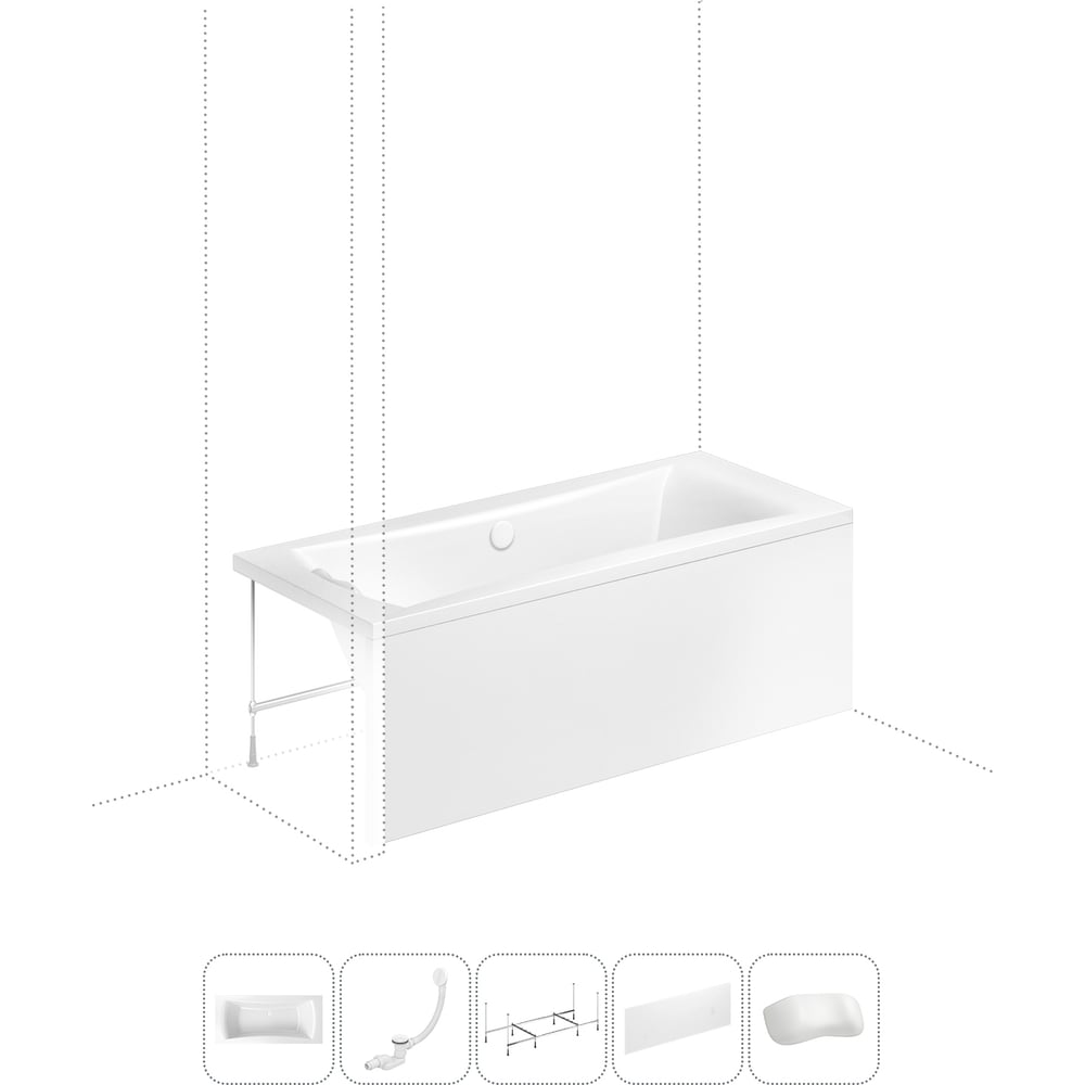 Изображение товара Акриловая ванна Lavinia Boho Evan 5 в 1 с каркасом экраном и подголовником