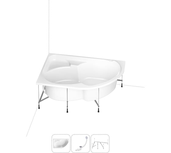 Изображение товара Акриловая ванна Lavinia Boho Grance Hill в наборе 3 в 1: акриловая ванна (левый разворот), каркас, слив-перелив 202010947