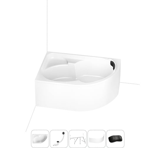 Изображение товара Акриловая ванна Lavinia Boho Grance Hill в наборе 5 в 1: акриловая ванна (левый разворот), каркас, экран, слив-перелив, подголовник 202011733