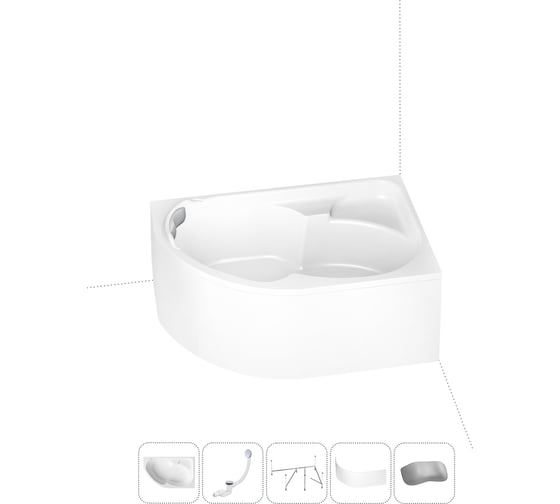 Изображение товара Акриловая ванна Lavinia Boho Grance Hill в наборе 5 в 1: акриловая ванна (правый разворот), каркас, экран, слив-перелив, подголовник 202011642