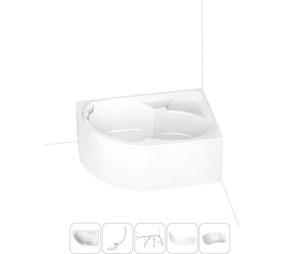 Изображение товара Акриловая ванна Lavinia Boho Grance Hill в наборе 5 в 1: акриловая ванна (правый разворот), каркас, экран, слив-перелив, подголовник 202011688