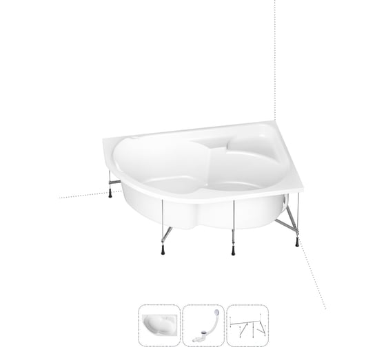 Изображение товара Акриловая ванна Lavinia Boho Grance Hill в наборе 3 в 1: акриловая ванна (правый разворот), каркас, слив-перелив 202010948