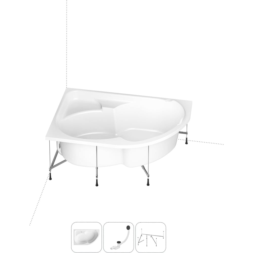 Изображение товара Акриловая ванна Lavinia Boho Grance Hill 3 в 1 с каркасом и сливом