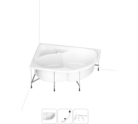 Изображение товара Акриловая ванна Lavinia Boho Grance Hill в наборе 3 в 1: акриловая ванна (левый разворот), каркас, слив-перелив 202011039