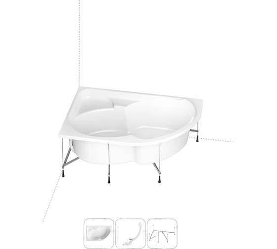 Изображение товара Акриловая ванна Lavinia Boho Grance Hill в наборе 3 в 1: акриловая ванна (левый разворот), каркас, слив-перелив 202010993