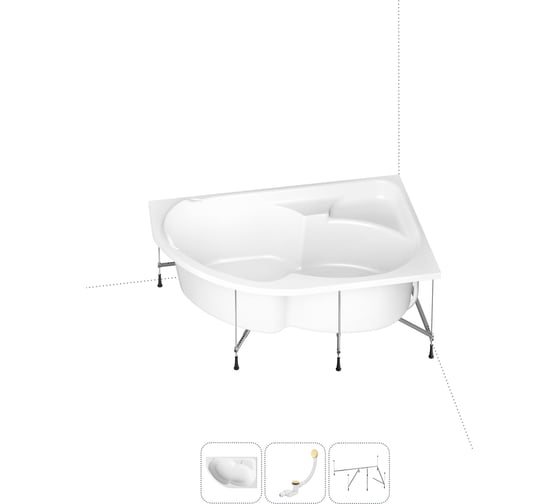 Изображение товара Акриловая ванна Lavinia Boho Grance Hill в наборе 3 в 1: акриловая ванна (правый разворот), каркас, слив-перелив 202011086