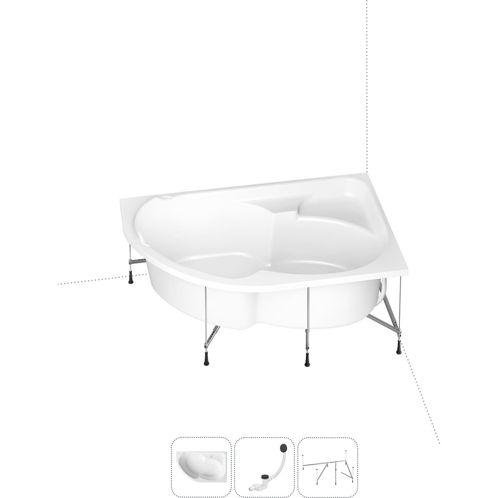 Изображение товара Акриловая ванна Lavinia Boho Grance Hill 3в1 с каркасом белая асимметричная