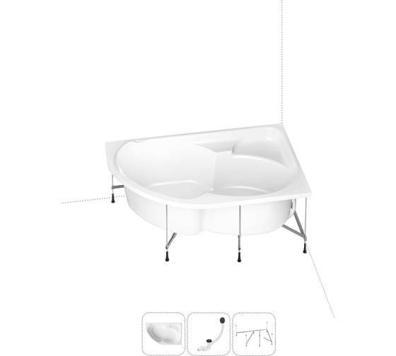 Изображение товара Акриловая ванна Lavinia Boho Grance Hill в наборе 3 в 1: акриловая ванна (правый разворот), каркас, слив-перелив 202011040