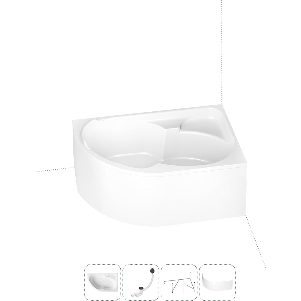 Изображение товара Акриловая ванна Lavinia Boho Grance Hill 4 в 1 белая асимметричная