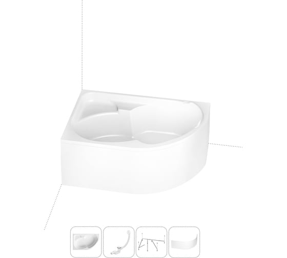 Изображение товара Акриловая ванна Lavinia Boho Grance Hill в наборе 4 в 1: акриловая ванна (левый разворот), каркас, экран, слив-перелив 202011177