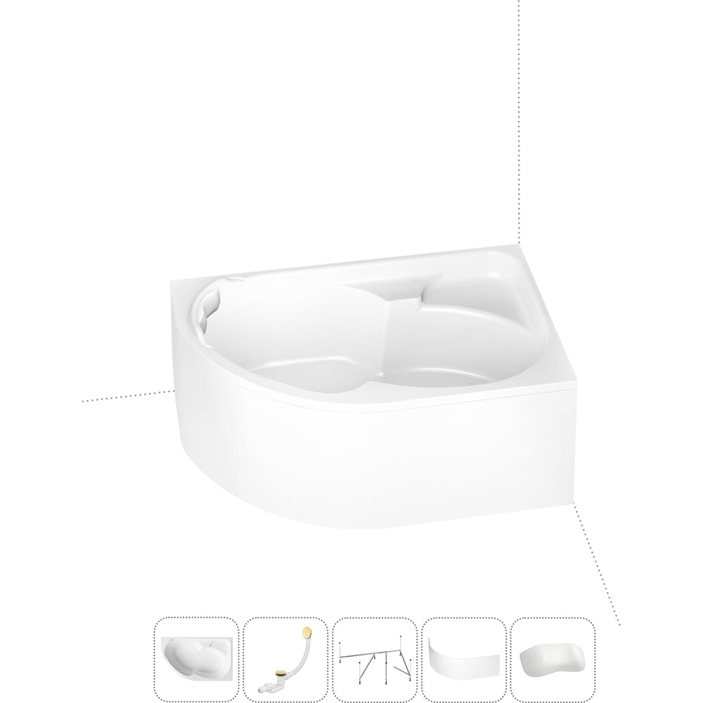 Изображение товара Акриловая ванна Lavinia Boho Grance Hill 5 в 1 с каркасом и экраном белая