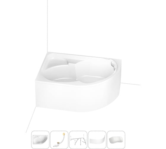 Изображение товара Акриловая ванна Lavinia Boho Grance Hill в наборе 5 в 1: акриловая ванна (левый разворот), каркас, экран, слив-перелив, подголовник 202011779