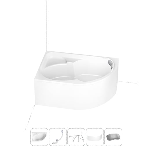 Изображение товара Акриловая ванна Lavinia Boho Grance Hill в наборе 5 в 1: акриловая ванна (левый разворот), каркас, экран, слив-перелив, подголовник 202011641