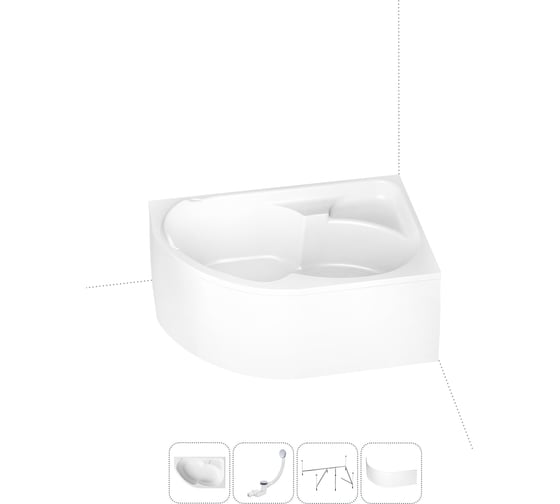 Изображение товара Акриловая ванна Lavinia Boho Grance Hill в наборе 4 в 1: акриловая ванна (правый разворот), каркас, экран, слив-перелив 202011132