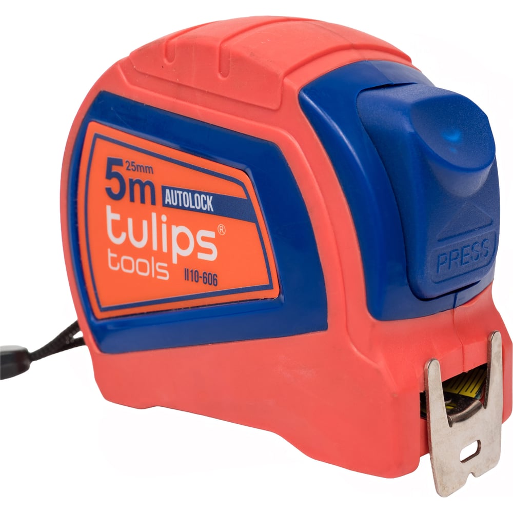Изображение товара Рулетка с автоблокировкой Tulips tools 5 м 25 мм сталь пластиковый корпус