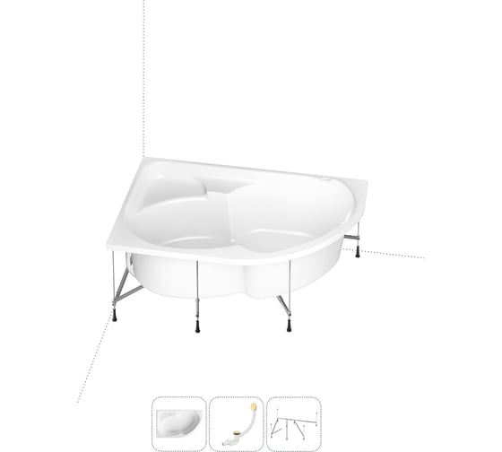 Изображение товара Акриловая ванна Lavinia Boho Grance Hill в наборе 3 в 1: акриловая ванна (левый разворот), каркас, слив-перелив 202011085