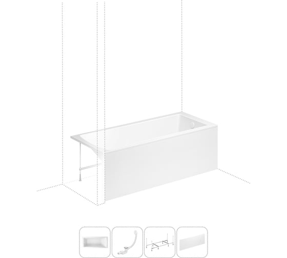 Изображение товара Акриловая ванна Lavinia Boho One в наборе 4 в 1: акриловая ванна, каркас, экран, слив-перелив 202011163