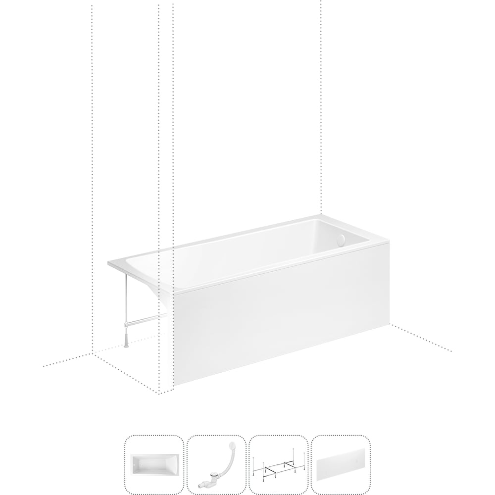 Изображение товара Акриловая ванна Lavinia Boho One 4 в 1 с каркасом и экраном белая