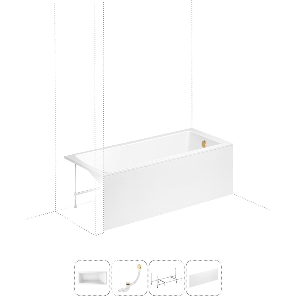 Изображение товара Акриловая ванна Lavinia Boho One 1500 мм в комплекте 4 в 1