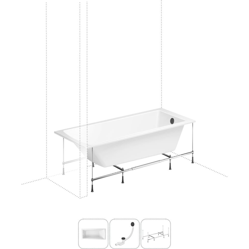 Изображение товара Акриловая ванна Lavinia Boho One с каркасом и сливом 1500x700 мм