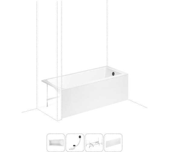 Изображение товара Акриловая ванна Lavinia Boho One в наборе 4 в 1: акриловая ванна, каркас, экран, слив-перелив 202011206