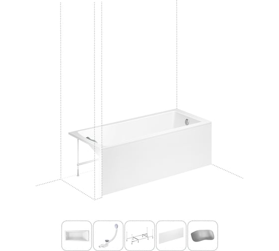 Изображение товара Акриловая ванна Lavinia Boho One в наборе 5 в 1: акриловая ванна, каркас, экран, слив-перелив, подголовник 202011622