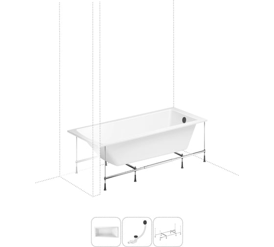 Изображение товара Акриловая ванна Lavinia Boho One в наборе 3 в 1: акриловая ванна, каркас, слив-перелив 202011025