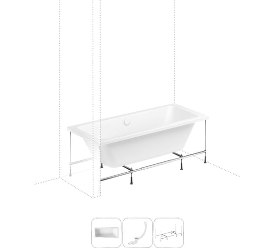 Изображение товара Акриловая ванна Lavinia Boho Pure в наборе 3 в 1: акриловая ванна, каркас, слив-перелив 202010980