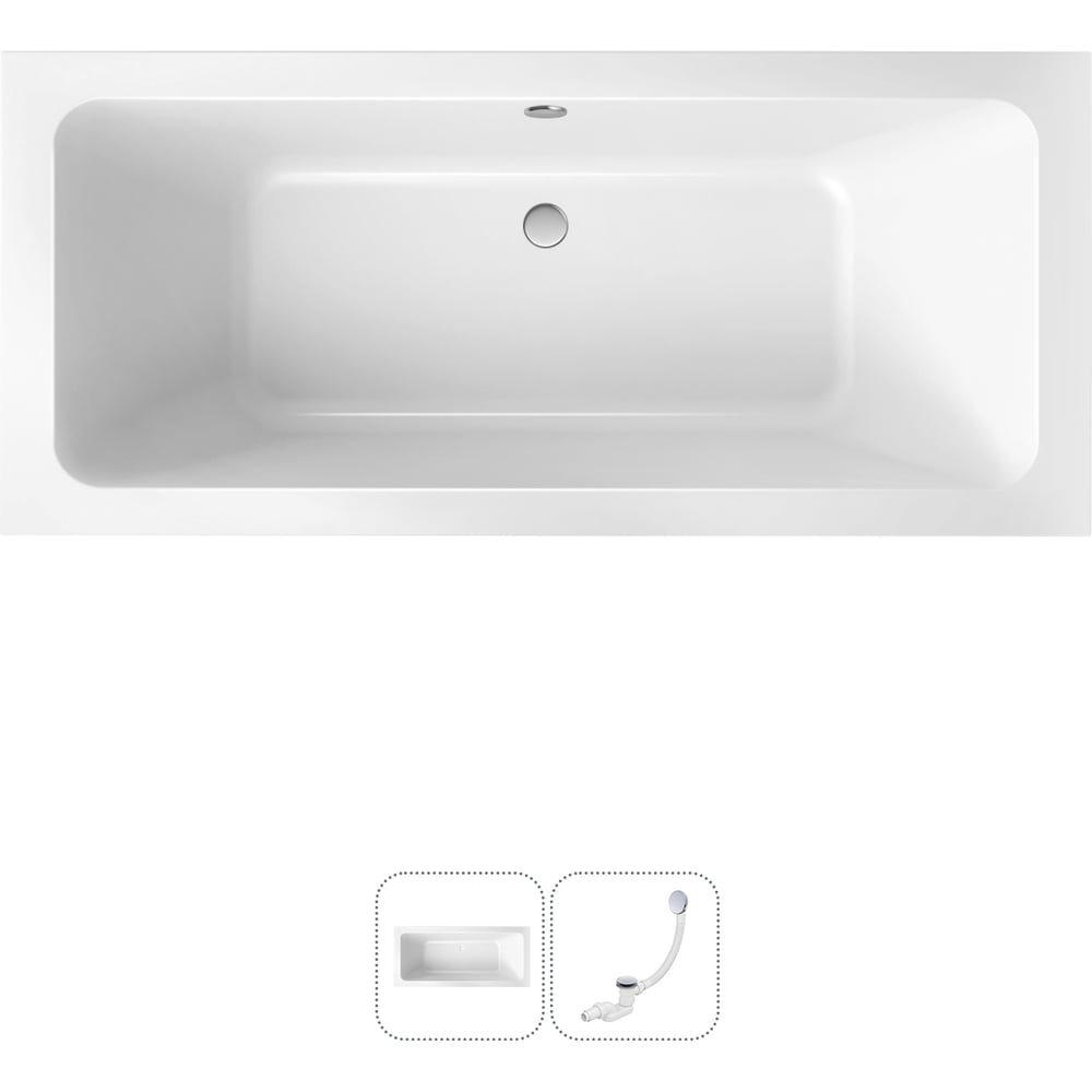Изображение товара Акриловая ванна Lavinia Boho Pure 2 в 1 белая прямоугольная встраиваемая