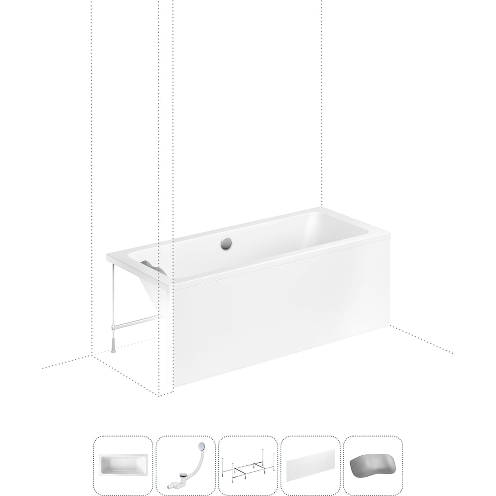 Изображение товара Акриловая ванна Lavinia Boho Pure 5 в 1 с каркасом и экраном белая