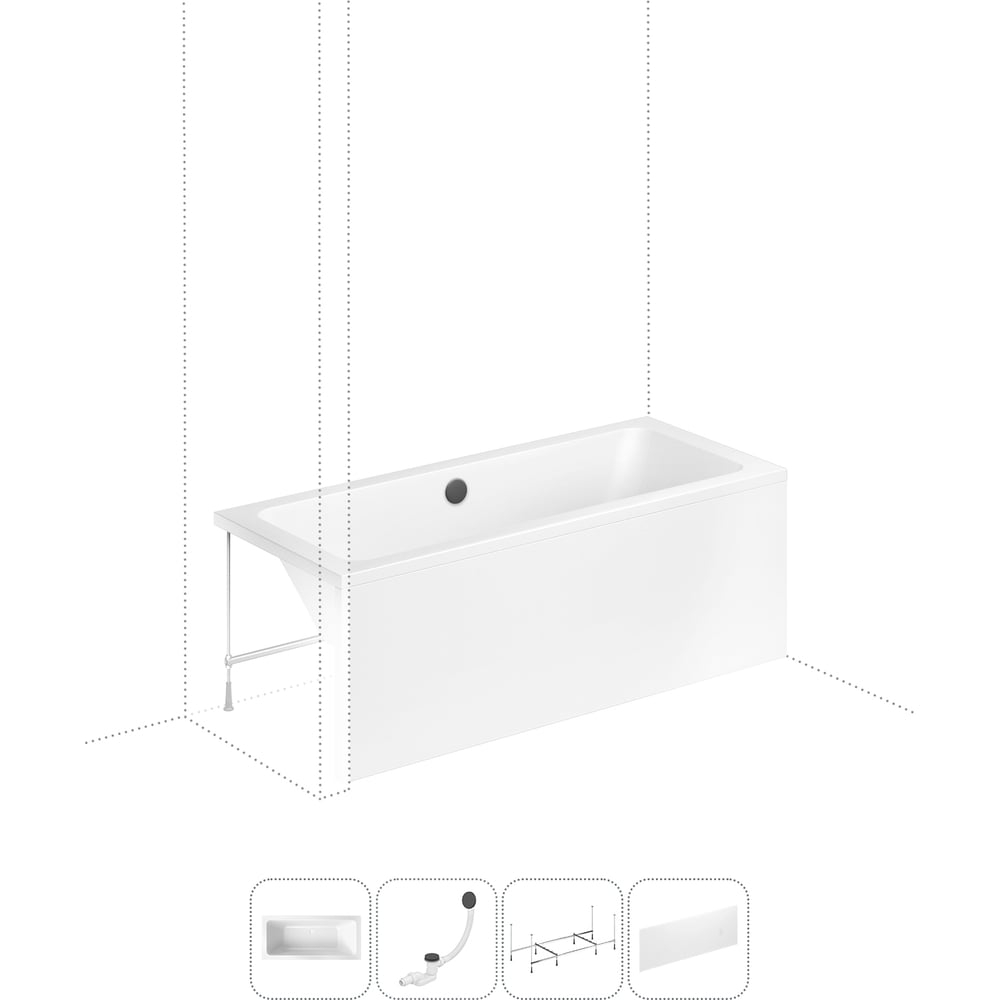 Изображение товара Акриловая ванна Lavinia Boho Pure 4 в 1 с панелью и каркасом, 1700х750 мм