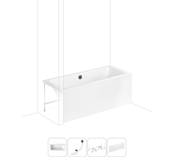 Изображение товара Акриловая ванна Lavinia Boho Pure в наборе 4 в 1: акриловая ванна, каркас, экран, слив-перелив 202011210