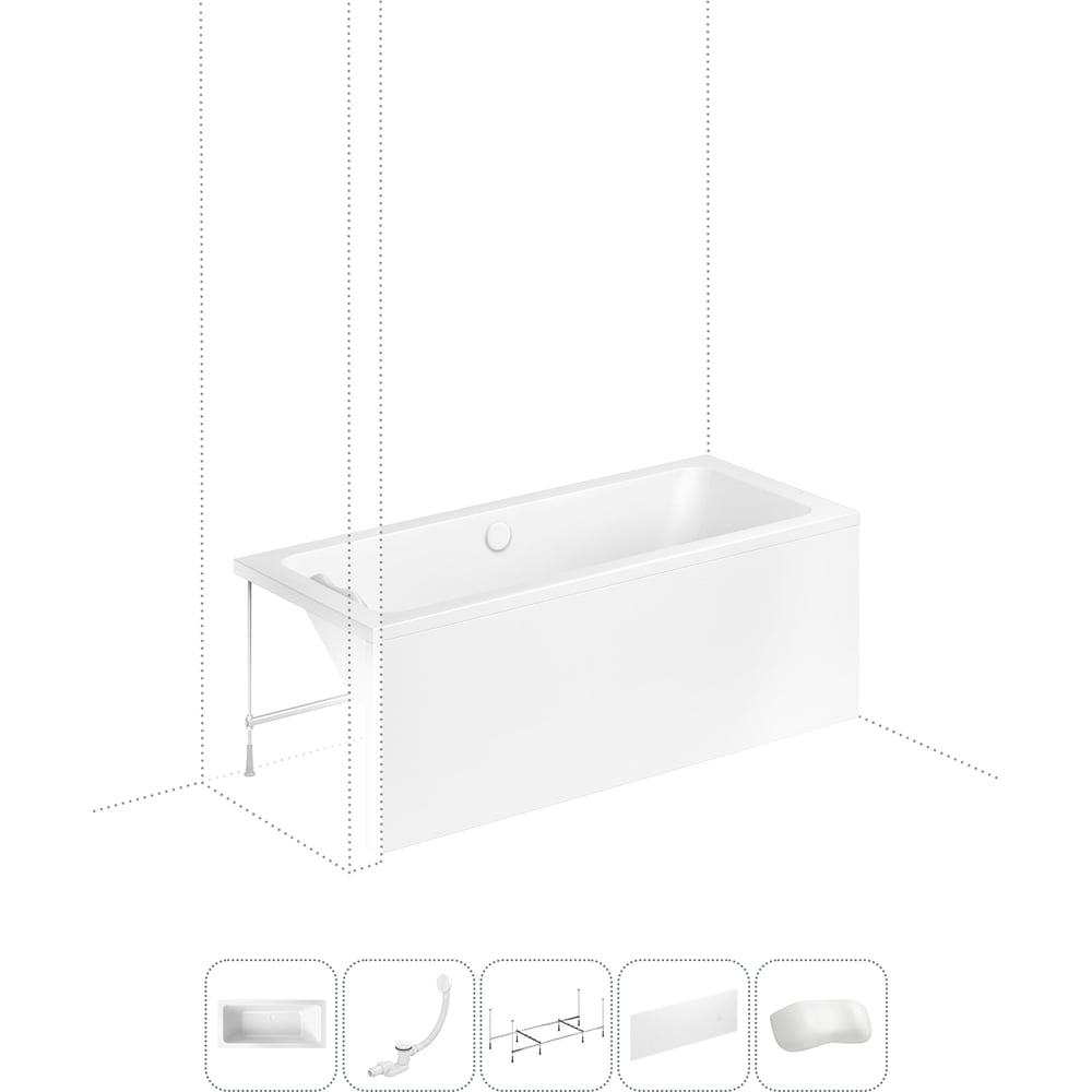 Изображение товара Акриловая ванна Lavinia Boho Pure 5 в 1 с каркасом и экраном 1800 мм