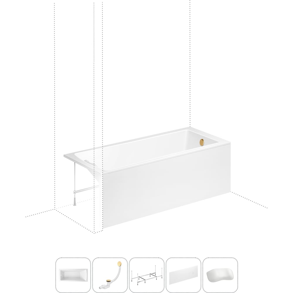 Изображение товара Акриловая ванна Lavinia Boho One 5 в 1 прямоугольная белая с экраном и подголовником