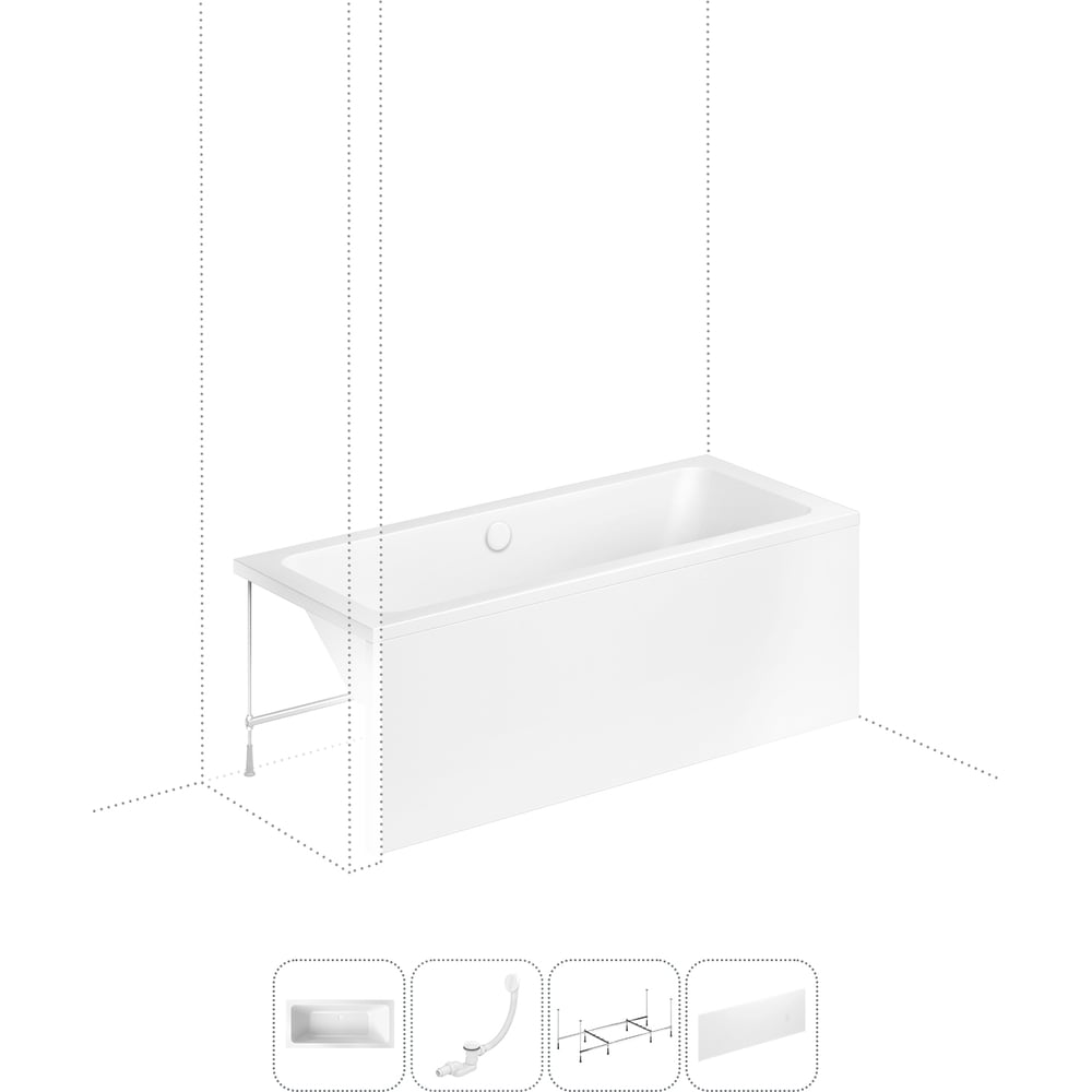 Изображение товара Акриловая ванна Lavinia Boho Pure 4 в 1 с каркасом и экраном белая 1700 мм