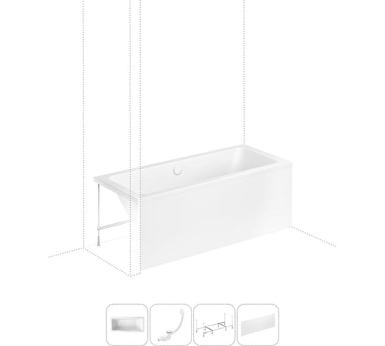 Изображение товара Акриловая ванна Lavinia Boho Pure в наборе 4 в 1: акриловая ванна, каркас, экран, слив-перелив 202011164