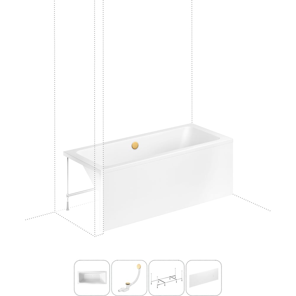 Изображение товара Акриловая ванна Lavinia Boho Pure 1700 мм в наборе 4 в 1