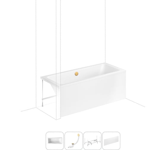 Изображение товара Акриловая ванна Lavinia Boho Pure в наборе 4 в 1: акриловая ванна, каркас, экран, слив-перелив 202011256