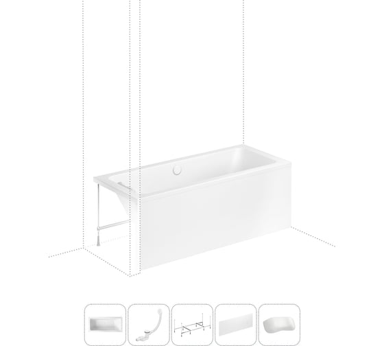 Изображение товара Акриловая ванна Lavinia Boho Pure в наборе 5 в 1: акриловая ванна, каркас, экран, слив-перелив, подголовник 202011674