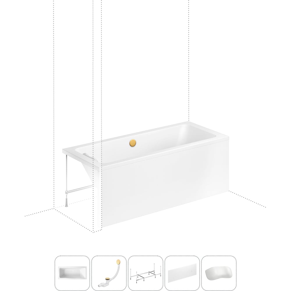 Изображение товара Акриловая ванна Lavinia Boho Pure 5 в 1 с каркасом экраном и подголовником