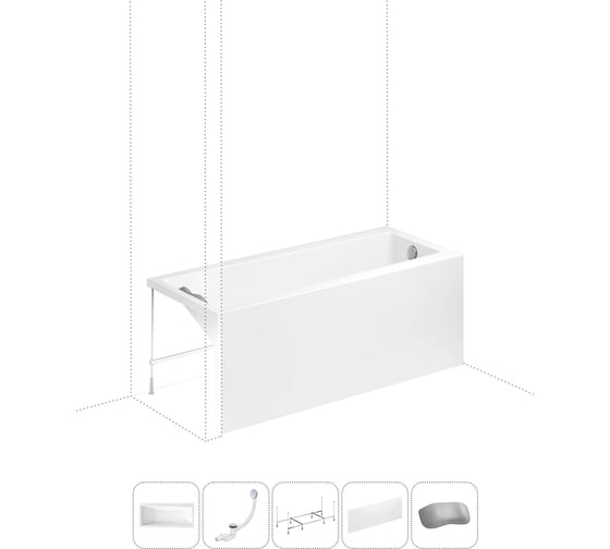 Изображение товара Акриловая ванна Lavinia Boho Rock в наборе 5 в 1: акриловая ванна, каркас, экран, слив-перелив, подголовник 202011631