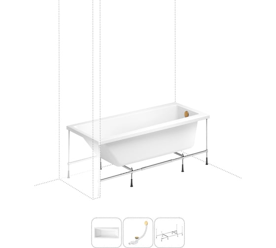 Изображение товара Акриловая ванна Lavinia Boho Rock в наборе 3 в 1: акриловая ванна, каркас, слив-перелив 202011076