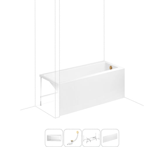 Изображение товара Акриловая ванна Lavinia Boho Rock в наборе 4 в 1: акриловая ванна, каркас, экран, слив-перелив 202011258