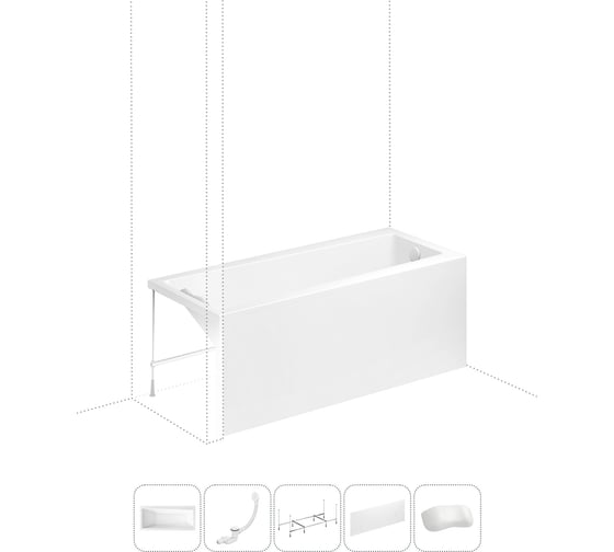 Изображение товара Акриловая ванна Lavinia Boho Rock в наборе 5 в 1: акриловая ванна, каркас, экран, слив-перелив, подголовник 202011677